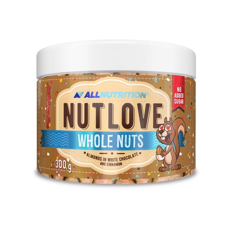 Nutlove Whole Nuts Almonds in White Chocolate & Cinnamon 300g Allnutrition