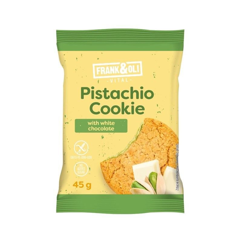 Gluten-Free Pistachio COOKIE with White Chocolate 45g Frank & Oli