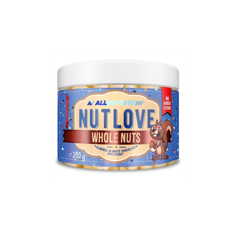 Nutlove Whole Nuts Almonds in White Chocolate & Coconut 300g Allnutrition