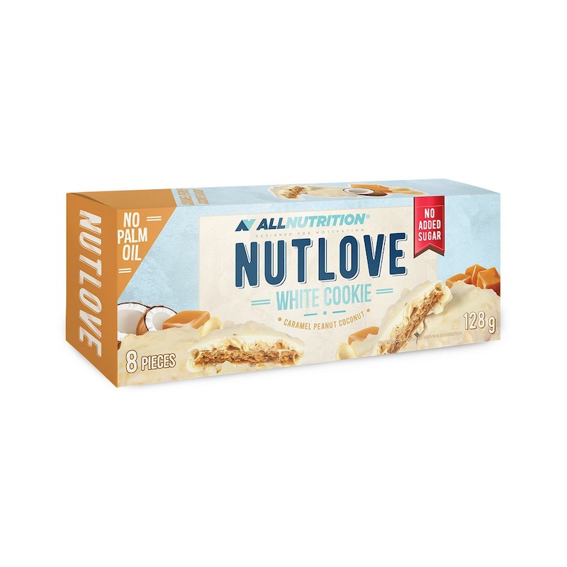 NUTLOVE White Cookie, Karmel, Orzeszki & Kokos 128g Allnutrition