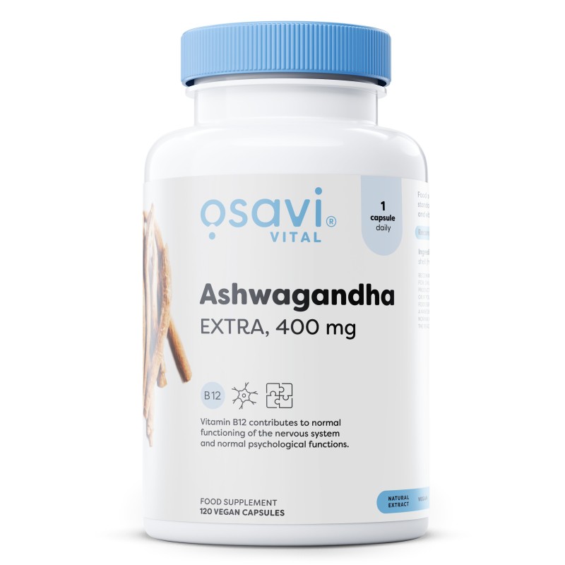 Ashwagandha Extra 400mg 120 kapsułek wegańskich Osavi