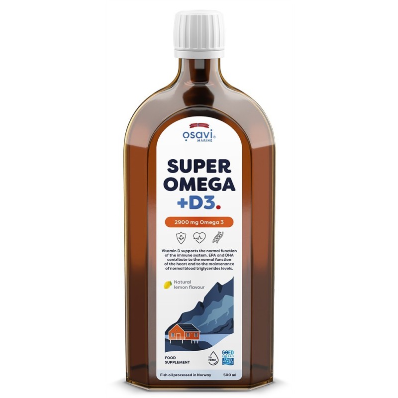 Super Omega + D3 2900mg Omega 3 Lemon 500ml Osavi