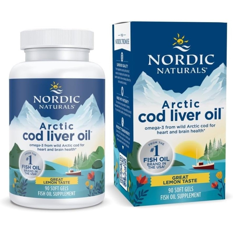 Arctic Cod Liver Oil 750mg Lemon 90 softgels Nordic Naturals