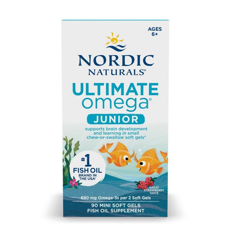 Olej Rybi Ultimate Omega dla Dzieci Truskawkowy 680mg 90 mini kapsułek Nordic Naturals