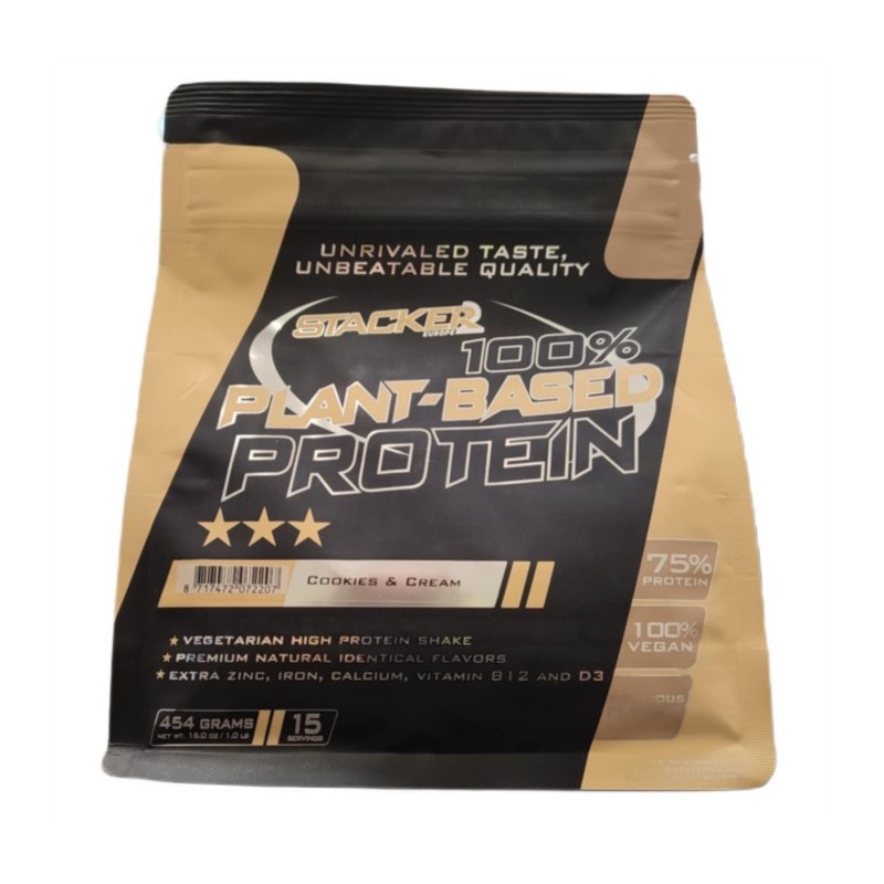 100% Plant Based Protein Cookies & Cream 454g Stacker2 Europe