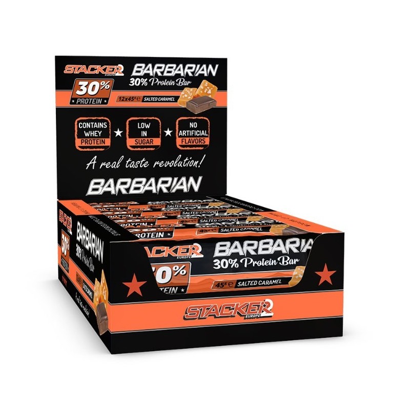 Barbarian 30% Protein Bar Salted Caramel 12x45g Stacker2 Europe