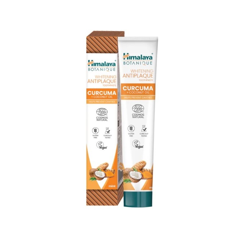 Whitening Antiplaque Toothpaste Curcuma + Coconut Oil, Mint - 75ml. Himalaya