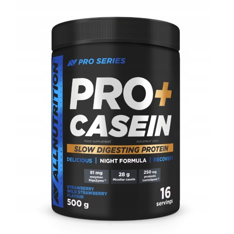 Pro+ Casein Strawberry-Wild Strawberry 500g Allnutrition