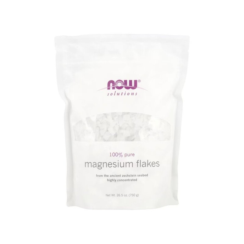 100% Czyste Płatki Magnezowe 750g NOW Foods