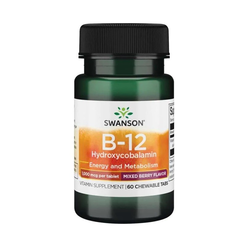 B-12 Hydroksykobalamina 1000mcg 60 tabletek do żucia Swanson