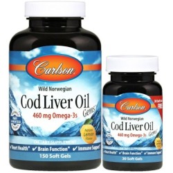Wild Norwegian Cod Liver Oil Gems 460mg 150 + 30 softgels Carlson Labs