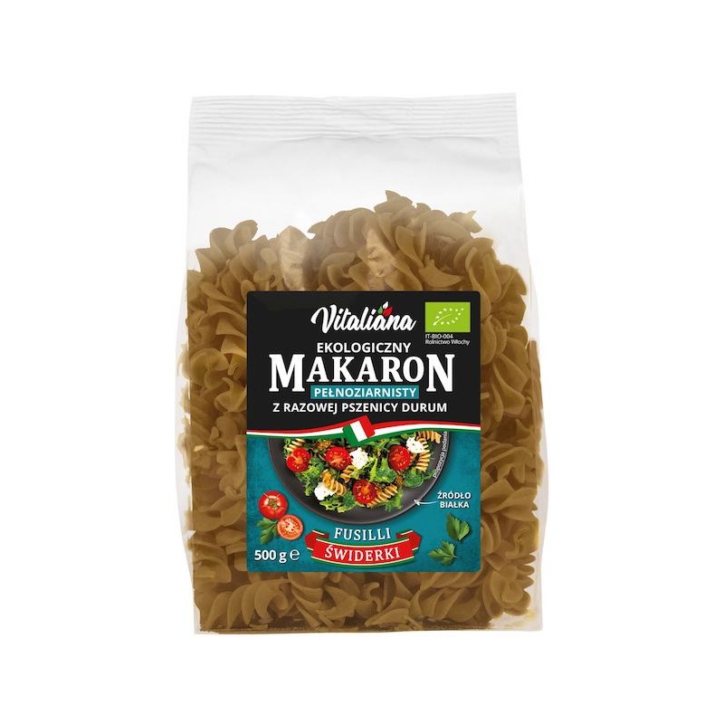 Organic Wholemeal Semolina Pasta Fusilli 500g Vitaliana