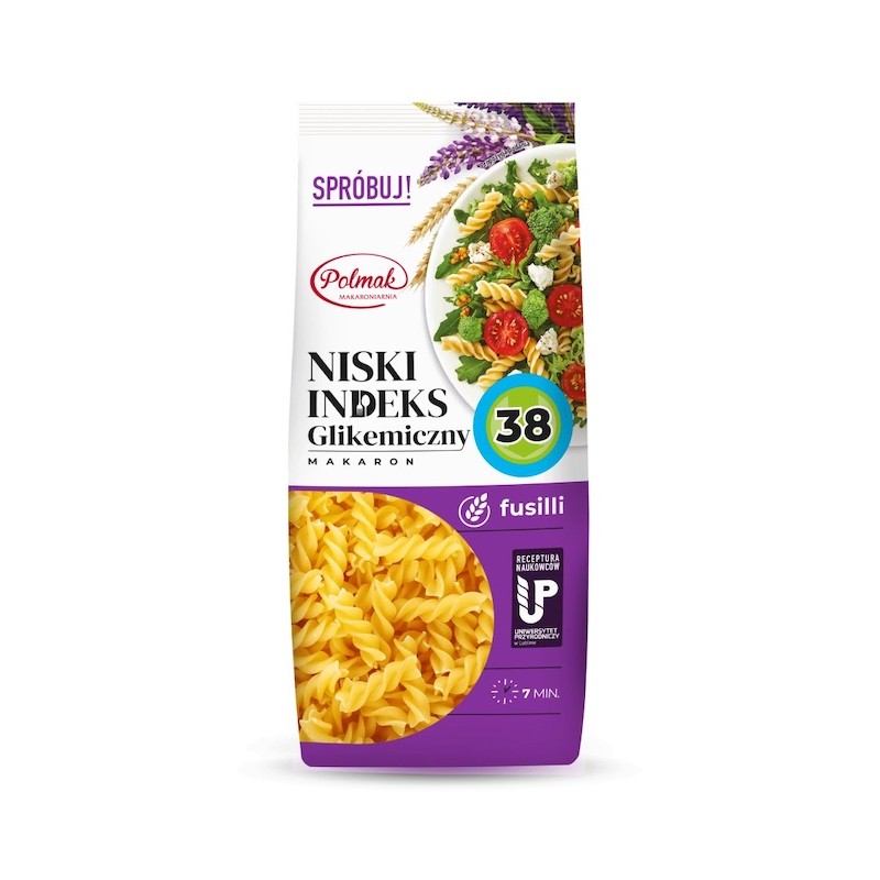 Makaron Niski Indeks Glikemiczny Fusilli 250g Polmak