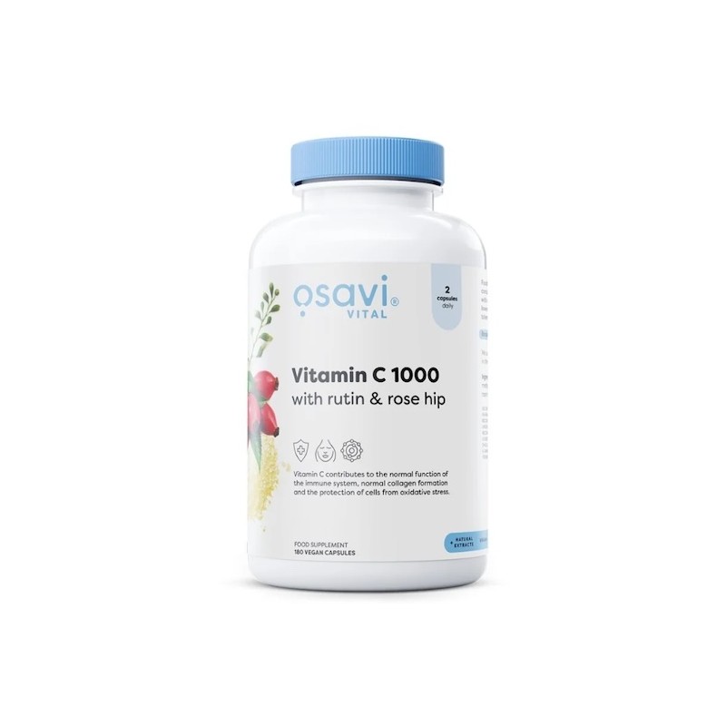 Witamina C1000 z Rutyną i Dziką Różą 180 kapsułek wegańskich Osavi