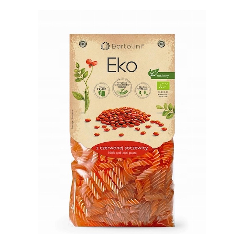 Organic Red Lentil Pasta Fusilli 250g Bartolini