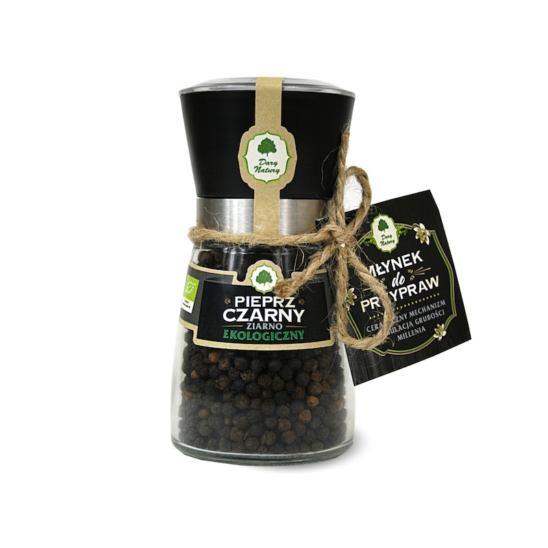 Pieprz Czarny Ziarnisty w Młynku BIO 90g Dary Natury