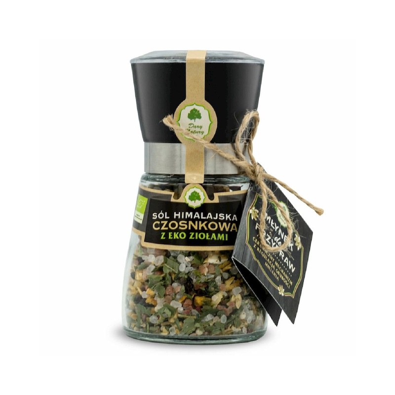 Himalayan Garlic Salt with Organic Herbs in Grinder 140g Dary Natury