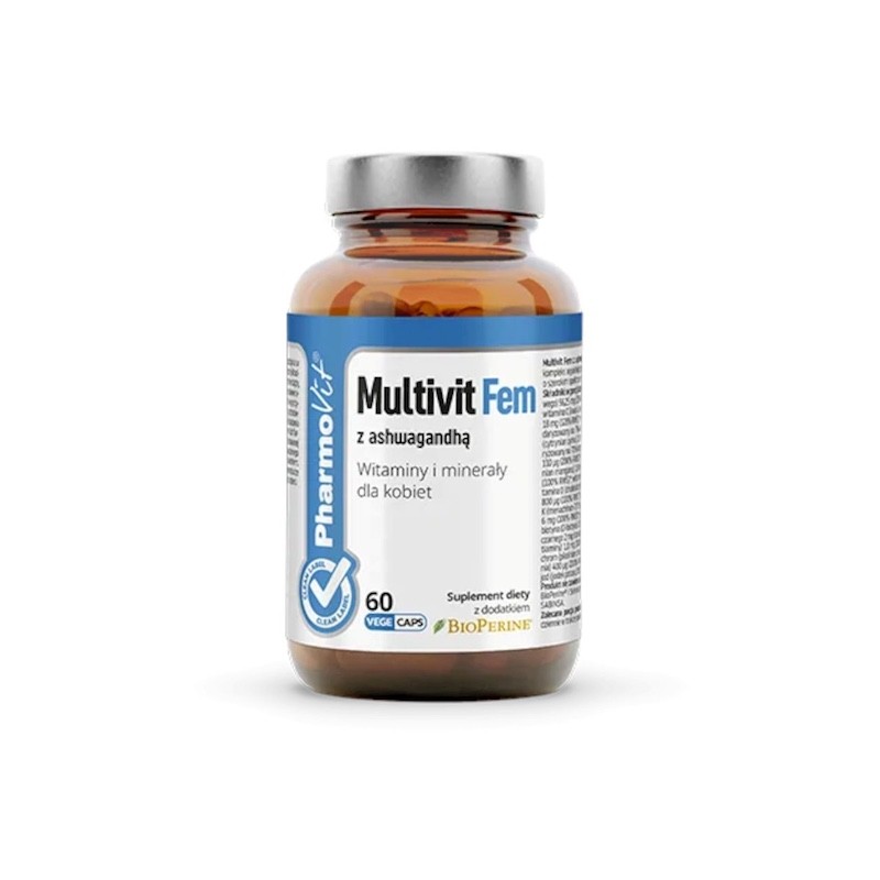 Multivitamin (Multivit Fem with Ashwagandha) For Women 60 Capsules Pharmovit (Clean Label)