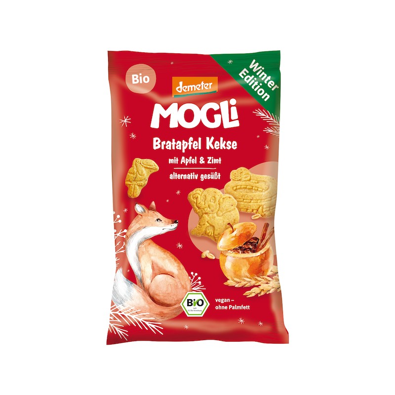 Organic Baked Apple Biscuits With Cinnamon Flavour 125g Mogli