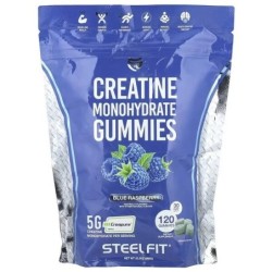 Creatine Monohydrate Gummies Blue Raspberry 120 gummies SteelFit