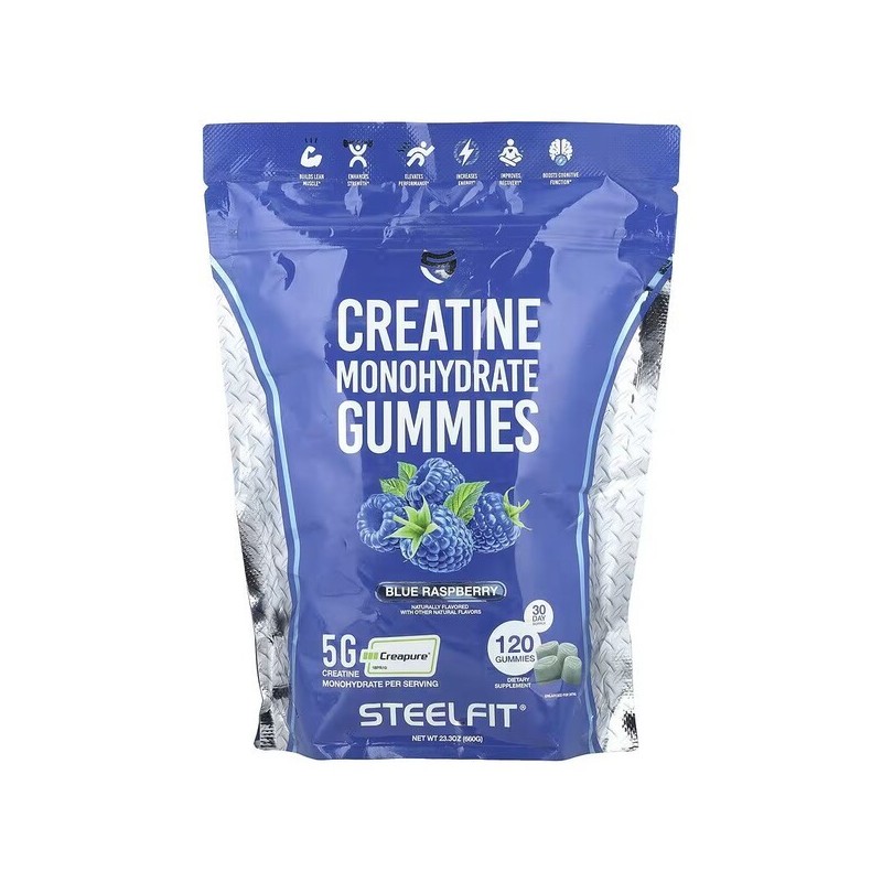 Żelki z Monohydratem Kreatyny o Smaku Niebieskiej Maliny 120 sztuk SteelFit