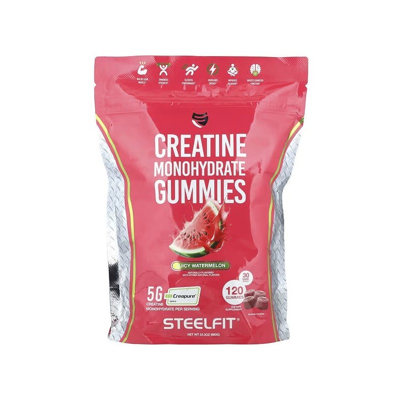 Creatine Monohydrate Gummies Juicy Watermelon 120 gummies SteelFit