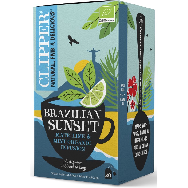 Organic Yerba Mate, Lime & Mint Tea Brazilian Sunset 40g Clipper