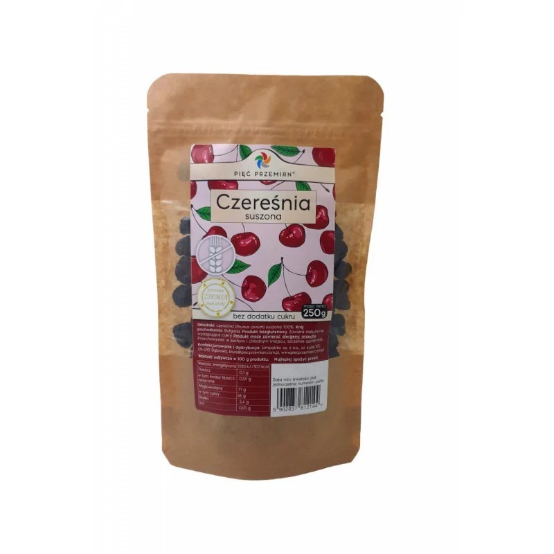Czereśnia Suszona Bez Cukru 250g Pięć Przemian