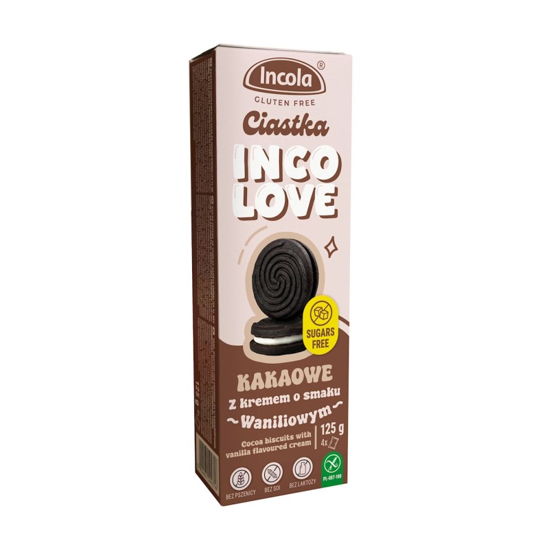 Marquise Cocoa Cookies with Vanilla Cream, Sugar-Free, Gluten-Free 125g Incola