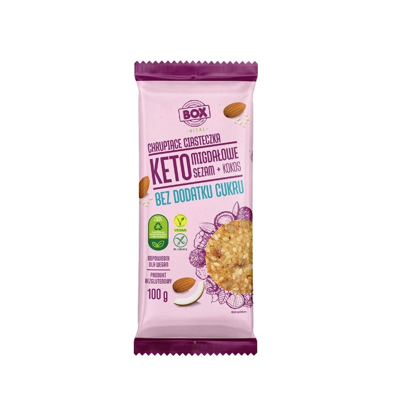 Vegan Gluten-Free KETO Cookies with Almond & Sesame, Coconut Sugar-Free 100g BOX VITAL