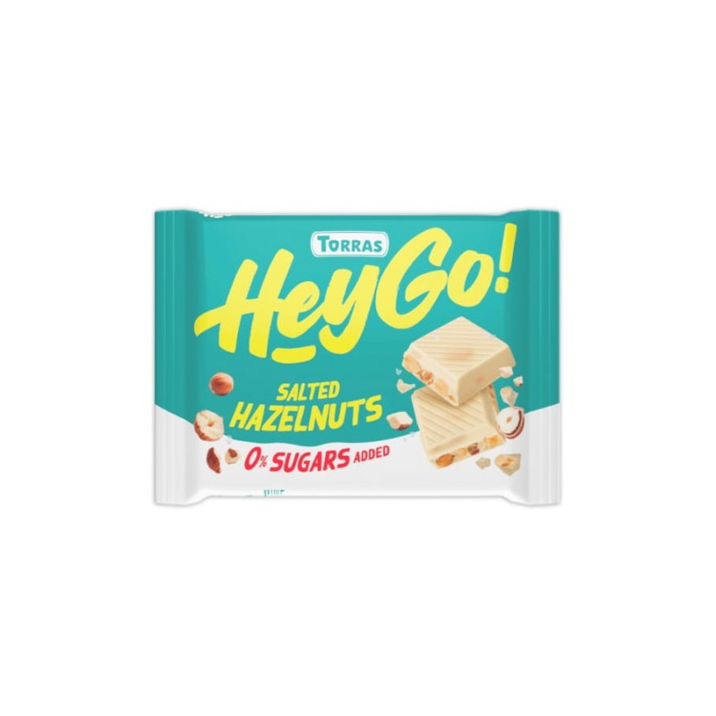 White Chocolate with Hazelnuts Hey Go! No Sugar 60g Torras