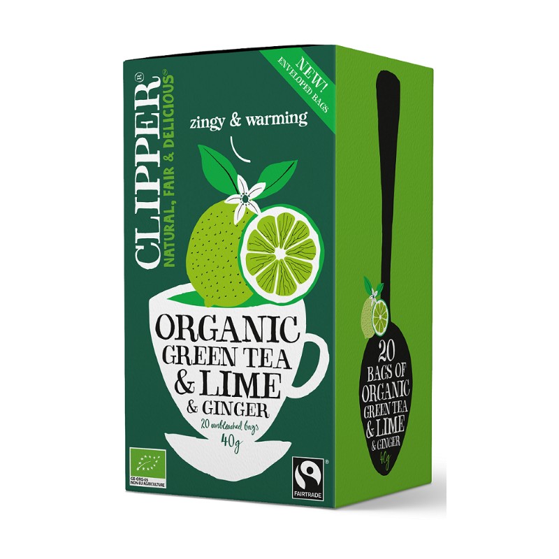 Herbata Zielona z Limonką i Imbirem Fair Trade BIO 40g Clipper