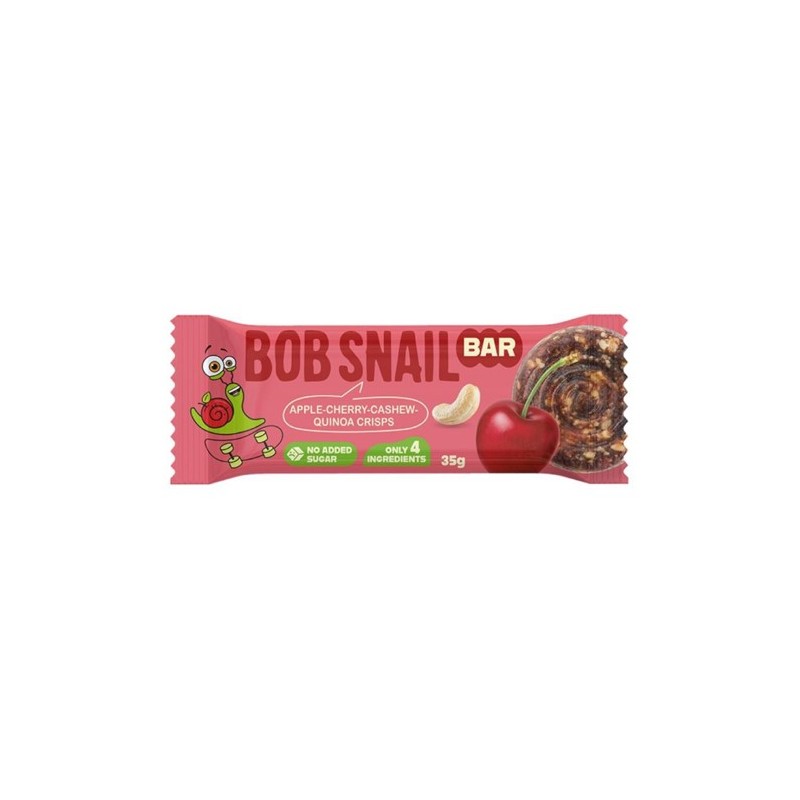 Bob Snail apple cherry cashew fruit bar with quinoa crisps 35g, no sugar
