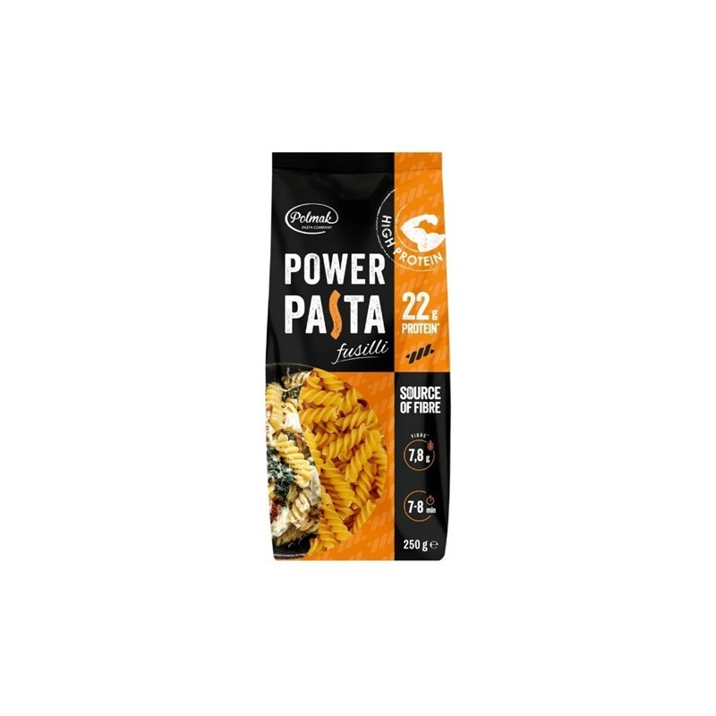 Makaron Proteinowy Fusilli Power Pasta 250g Polmak, wysokobiałkowy