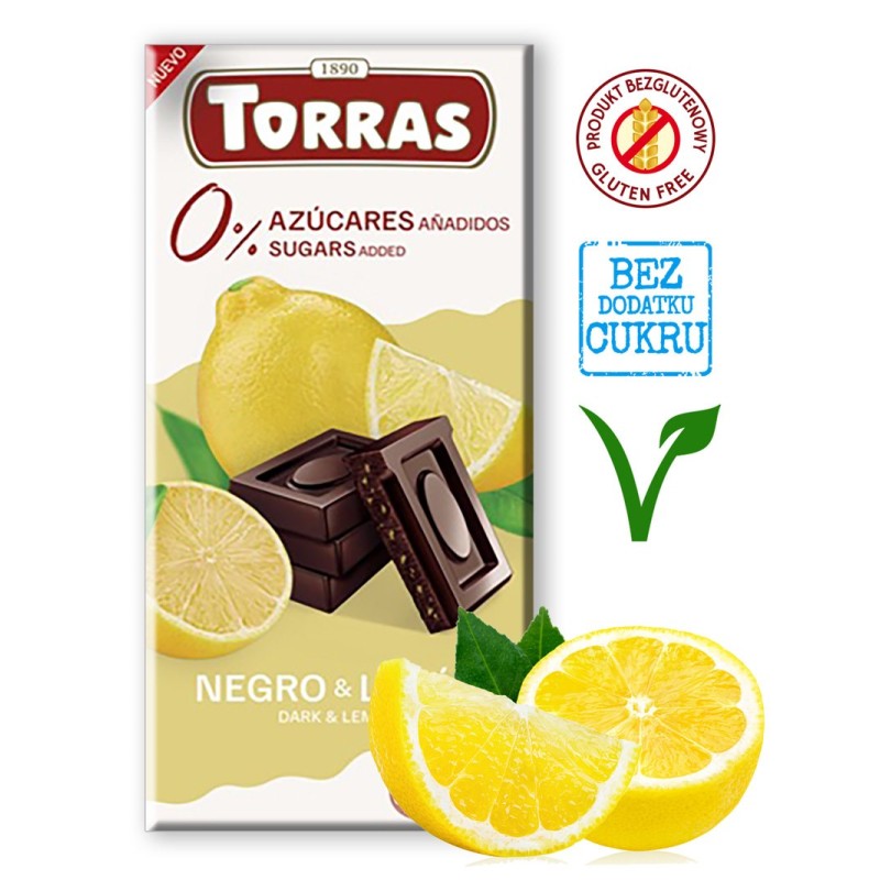 Czekolada Gorzka z Cytryną Bez Cukru 75g