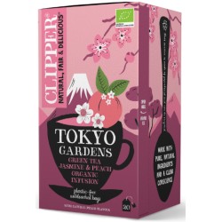 Organic Green Tea With Jamnine & Peach Tokyo Gardens 40g Clipper