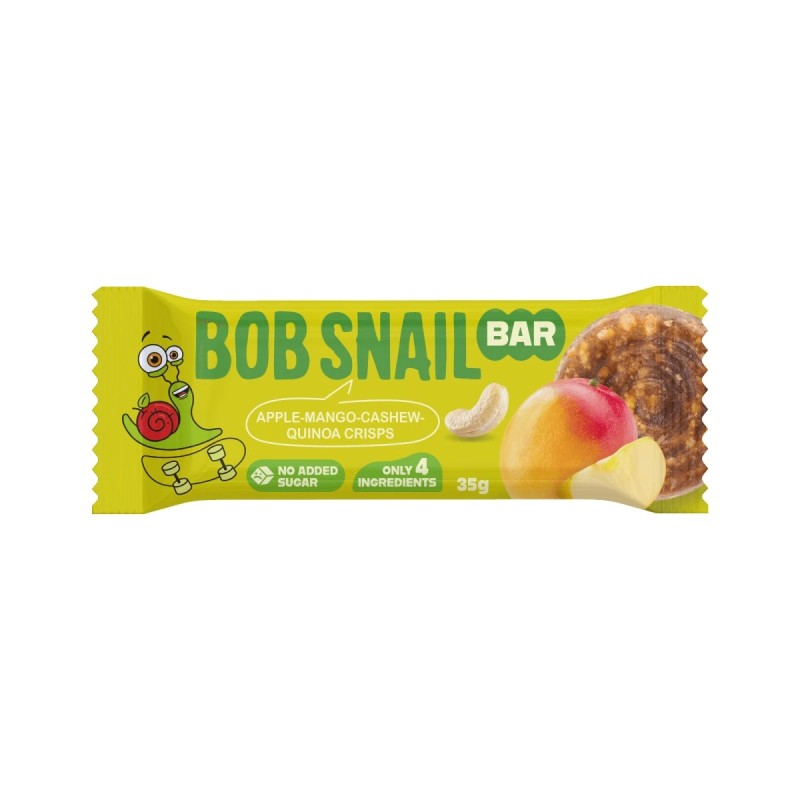 Baton Jabłko, Mango, Nerkowce, Chrupki z komosy ryżowej 35g Bob Snail