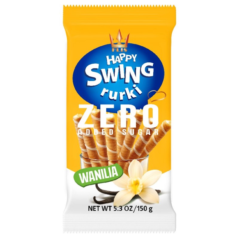 Vanilla Flavoured Wafer Rolls 150g Happy Swing
