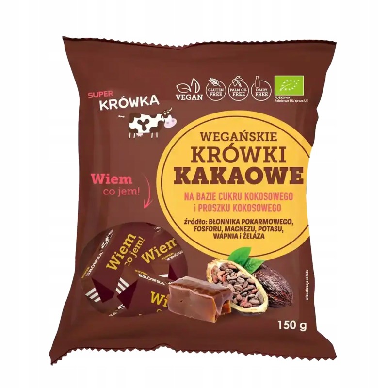 Krówki bezmleczne kakaowe bezglutenowe BIO 150g Super Krówka