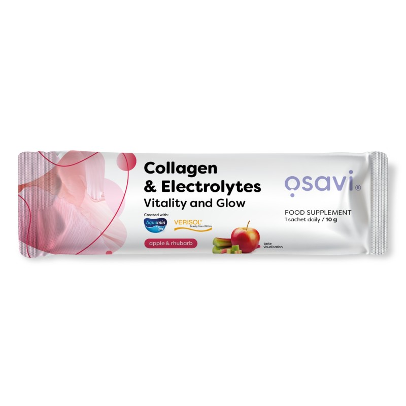 Kolagen z Elektrolitami Witalność i Blask Smak Jabłko z Rabarbarem 10g (1 porcja) Osavi