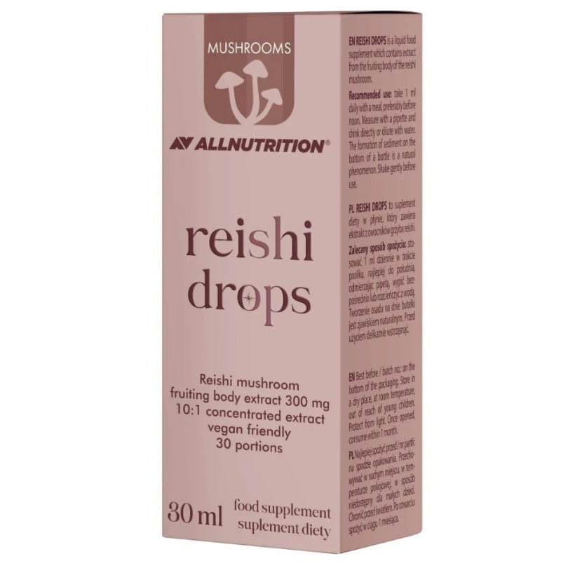 Krople z Grzybami Reishi 300mg 30ml Allnutrition