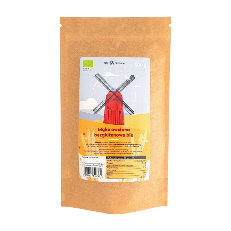 Organic Gluten-Free Oat Flour 500g Pięć Przemian