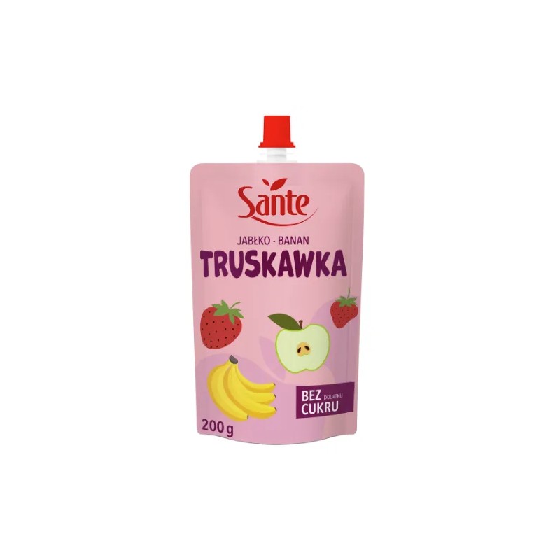 Mus Banan Jabłko Truskawka 100% Bez Cukru 200g Sante