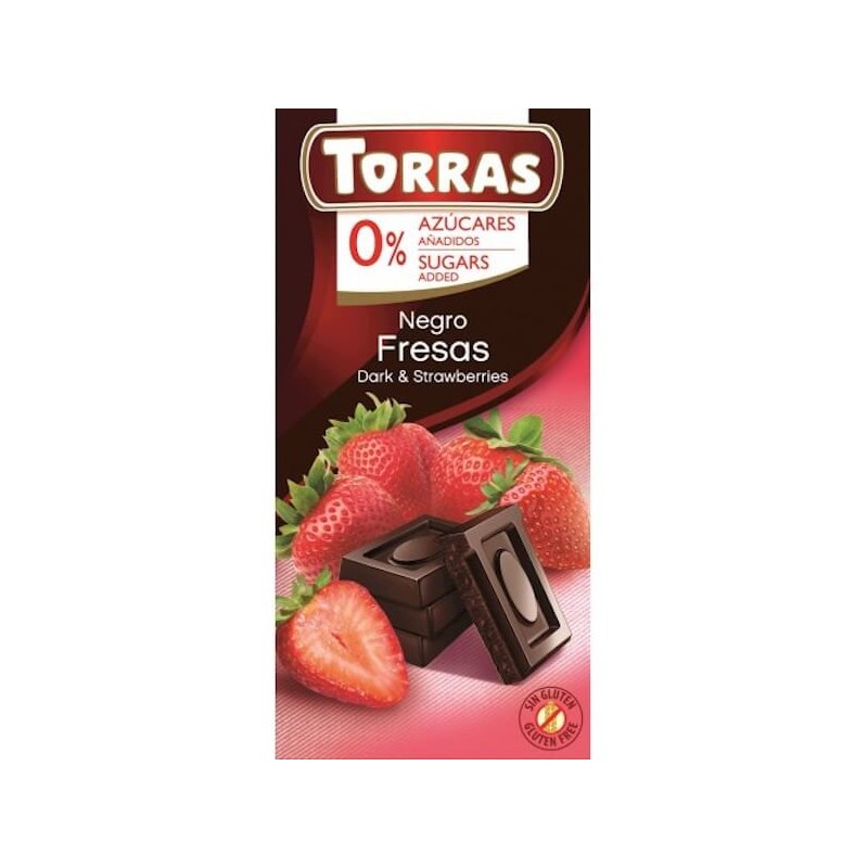 DARK CHOCOLATE WITH STRAWBERRIES 75G TORRAS