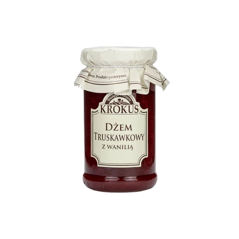 Dżem Truskawkowy z Wanilią o Obniżonej Zawartości Cukru Bezglutenowy Krokus 235g