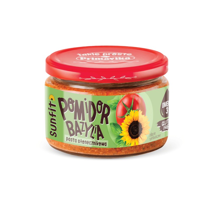 Pasta Słonecznikowa Z Pomidorami i Bazylią Bezglutenowa 180g Primavika