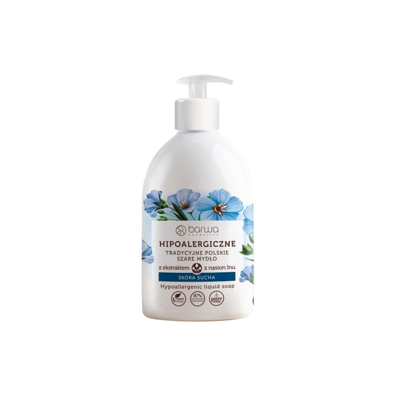 Barwa Hypoallergenic Traditional Polish Gray Liquid Soap With Flax Extract 500ml