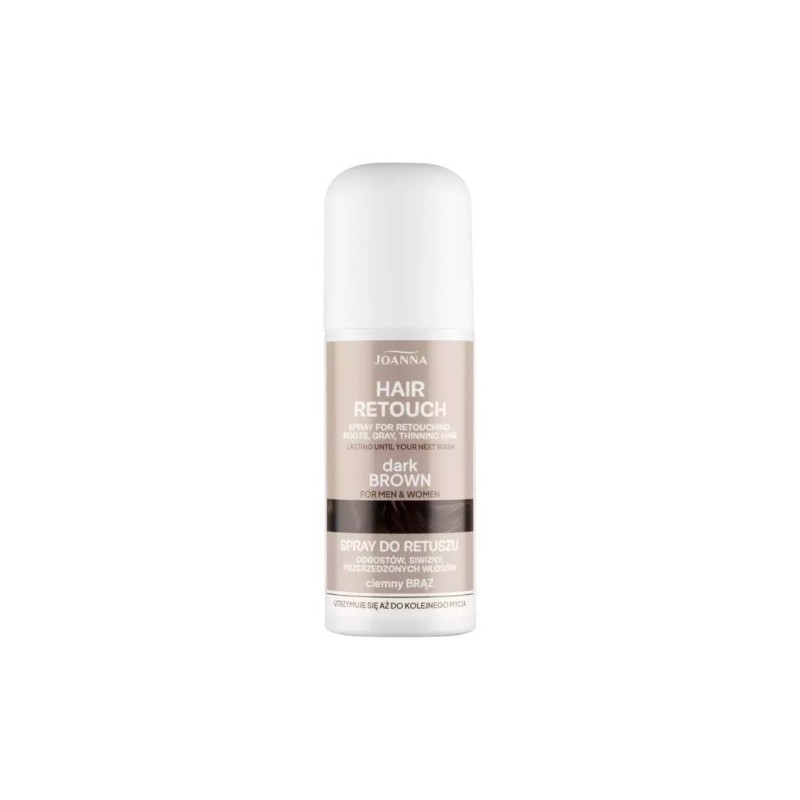 Joanna Hair Retouch Spray For Retouching Roots, Grey, Thinning Hair Dark Brown 75ml