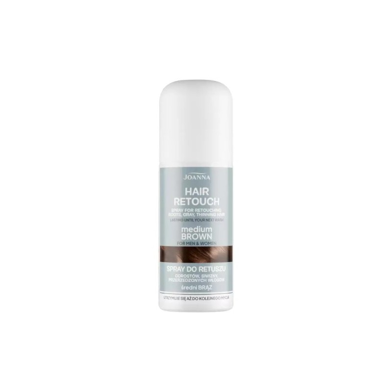 Joanna Hair Retouch Spray For Retouching Roots, Grey, Thinning Hair Medium Brown 75ml