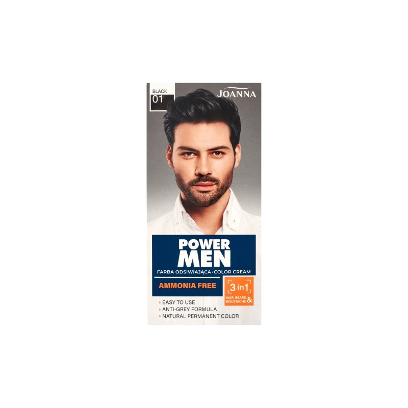Joanna Power Men 3-in-1 Hair Color Cream 01 Black